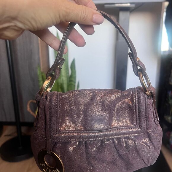 Rare Vintage Fendi Purple Metallic Mini Shoulder Bag with Logo Charm - Picture 4 of 4